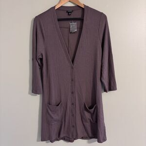 Torrid Cardigan Womens Size 00 Mocha Ribbed Button Close 3/4 Roll Tab Sleeve NWT